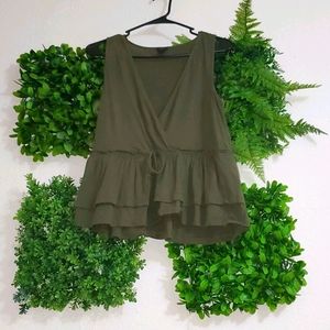 Dark Green Tank Top with Ruffles by J. Crew